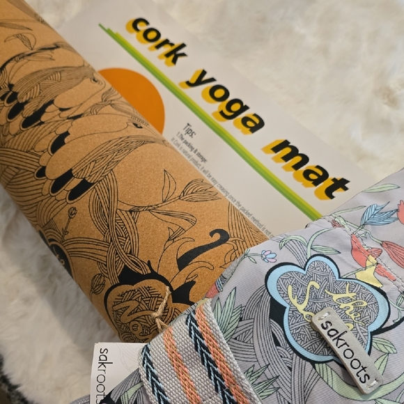 Sakroots Cork Yoga Mat with Black and Multicolor Design - Picture 1 of 1